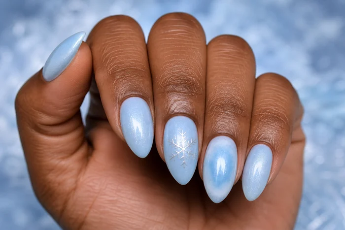 Icy blue aura winter nails