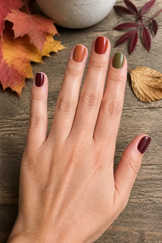 01 warm palette Fall nail design