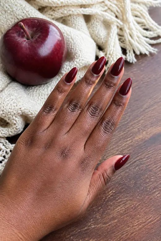 Burgundy Almond fall nail design