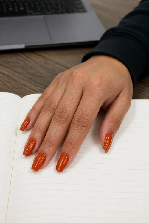 Rust orange medium coffin nails for fall