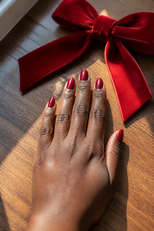 Cherry Red Glaze trending Christmas nails