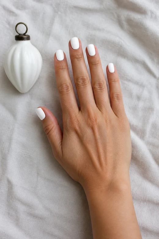 Milky White minimal Christmas nails