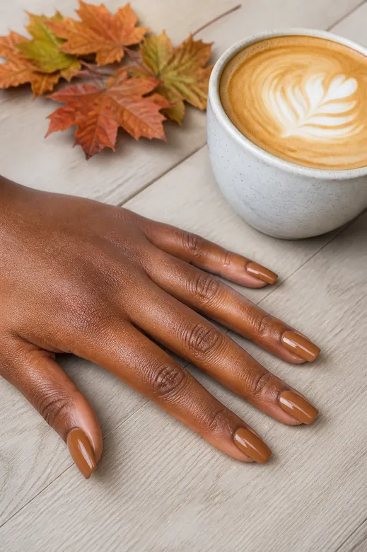 Caramel Brown fall nail design