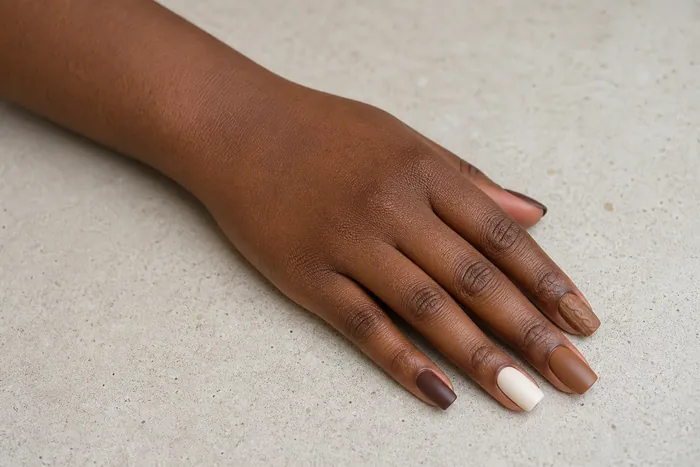 Cocoa cable-knit texture cute fall nails