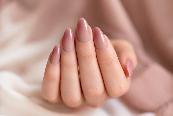 Mauve-to-nude ombre pretty fall nails