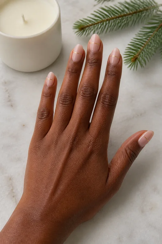 One Fine Gold Line minimal Christmas nails