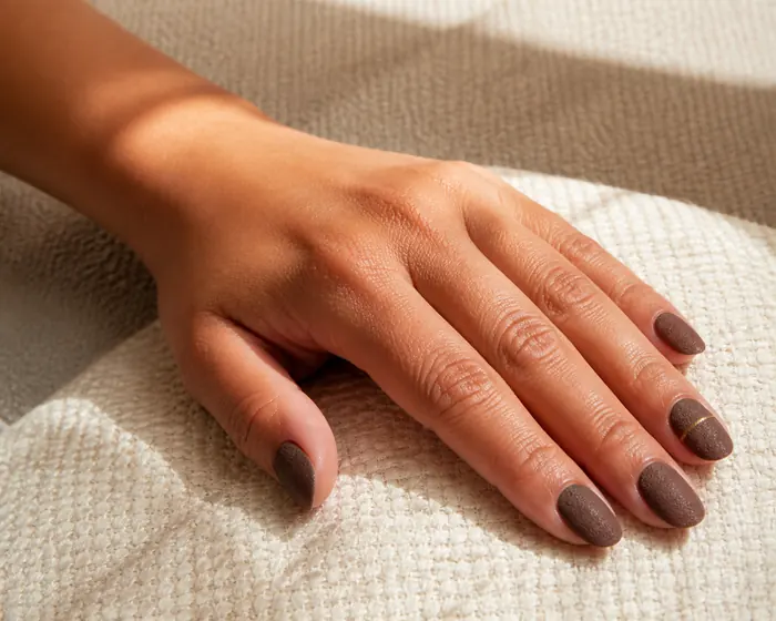 Soft cocoa cashmere texture fall nails