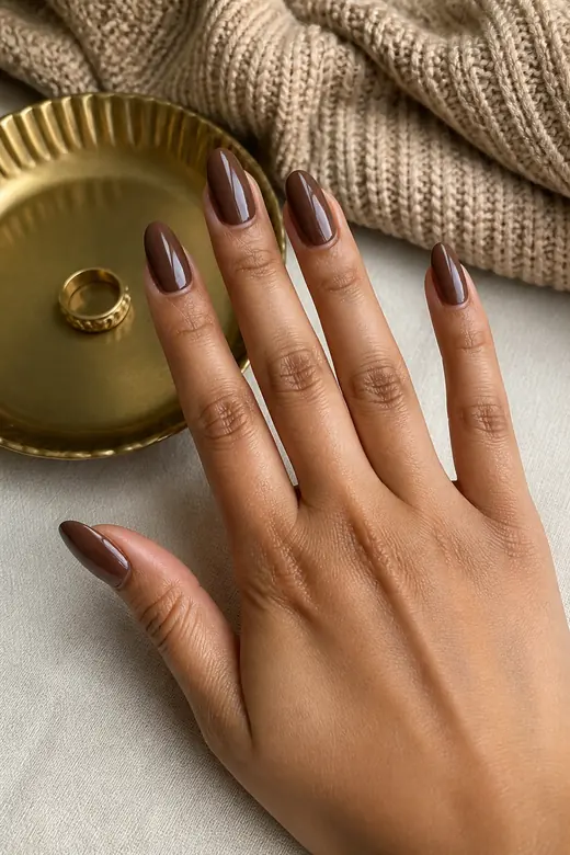 Mocha Almond fall nail design