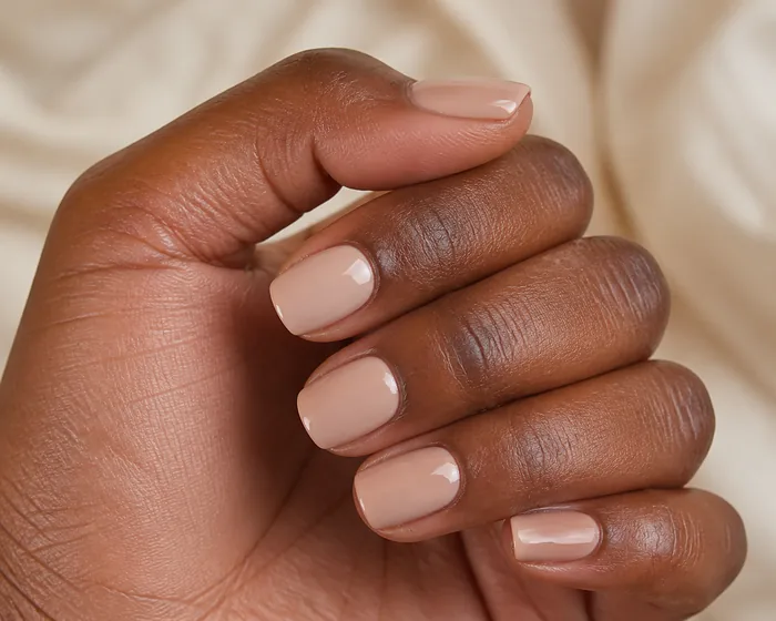 Milky latte nude soft fall nails