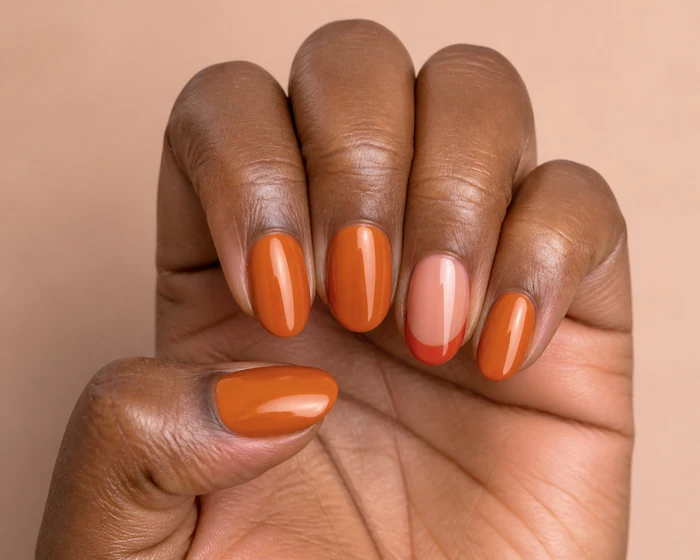 Pumpkin spice orange Thanksgiving nails