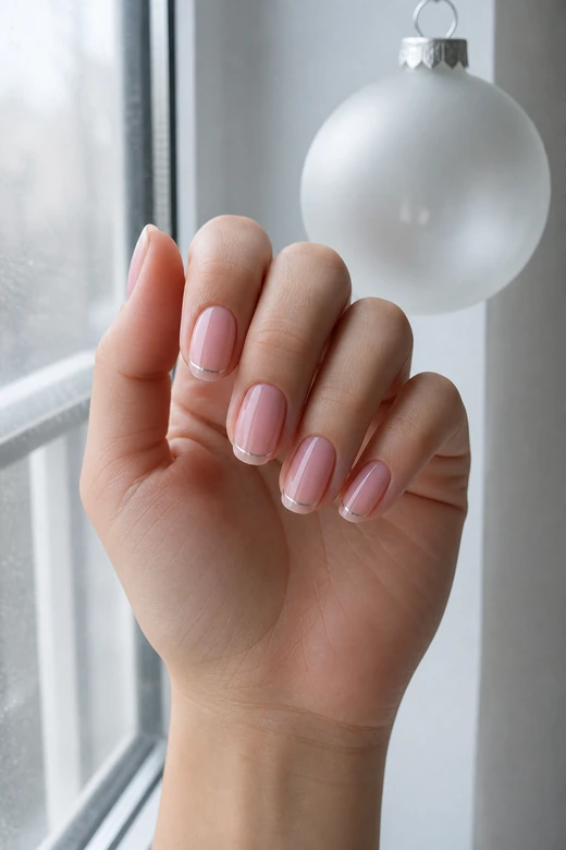 One Fine Silver Line minimal Christmas nails