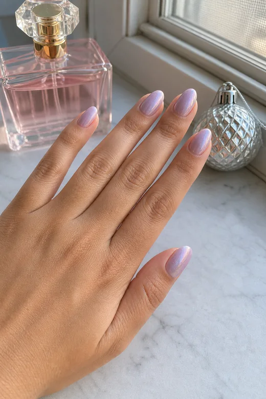 Iridescent Lilac Pink Nails