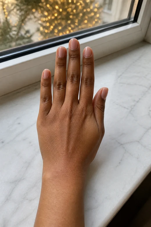 Clean Half-Moon minimal Christmas nails