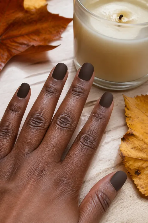 Matte Brown fall nail design