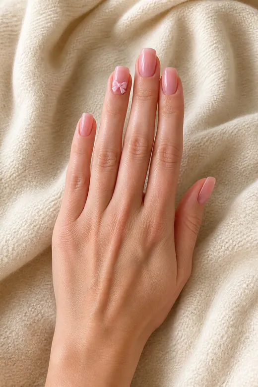 Pink Bow Accent trending Christmas nails