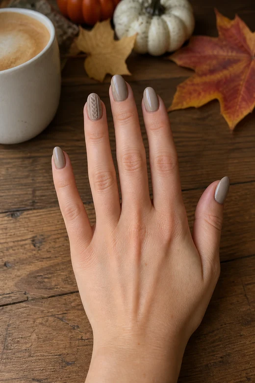 Sweater Texture fall nail design