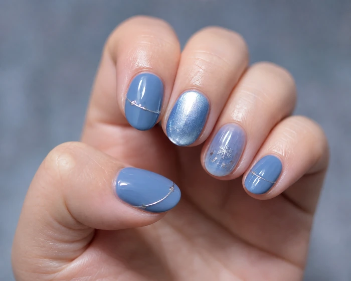 Medium blue jelly winter nails