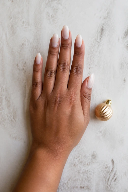 Milky Base With Gold trending Christmas nails