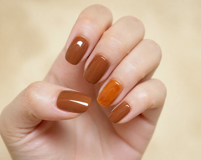 Caramel jelly Thanksgiving nail colour