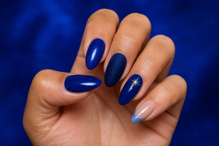 Cobalt velvet winter nails