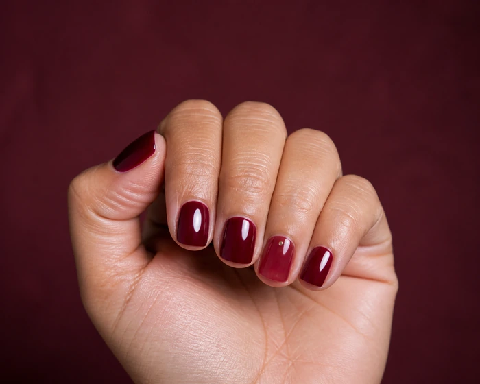 Cranberry simple winter nails with jelly accent