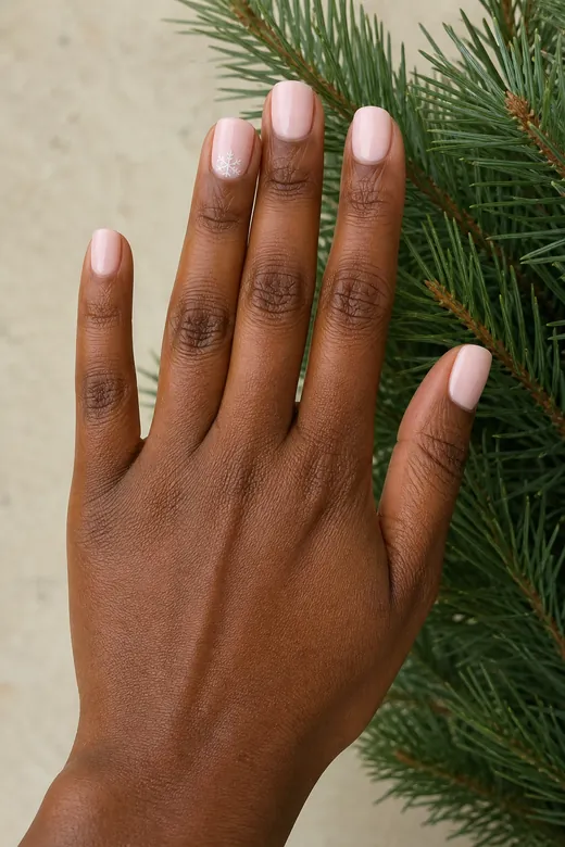 One Tiny Snowflake minimal Christmas nails