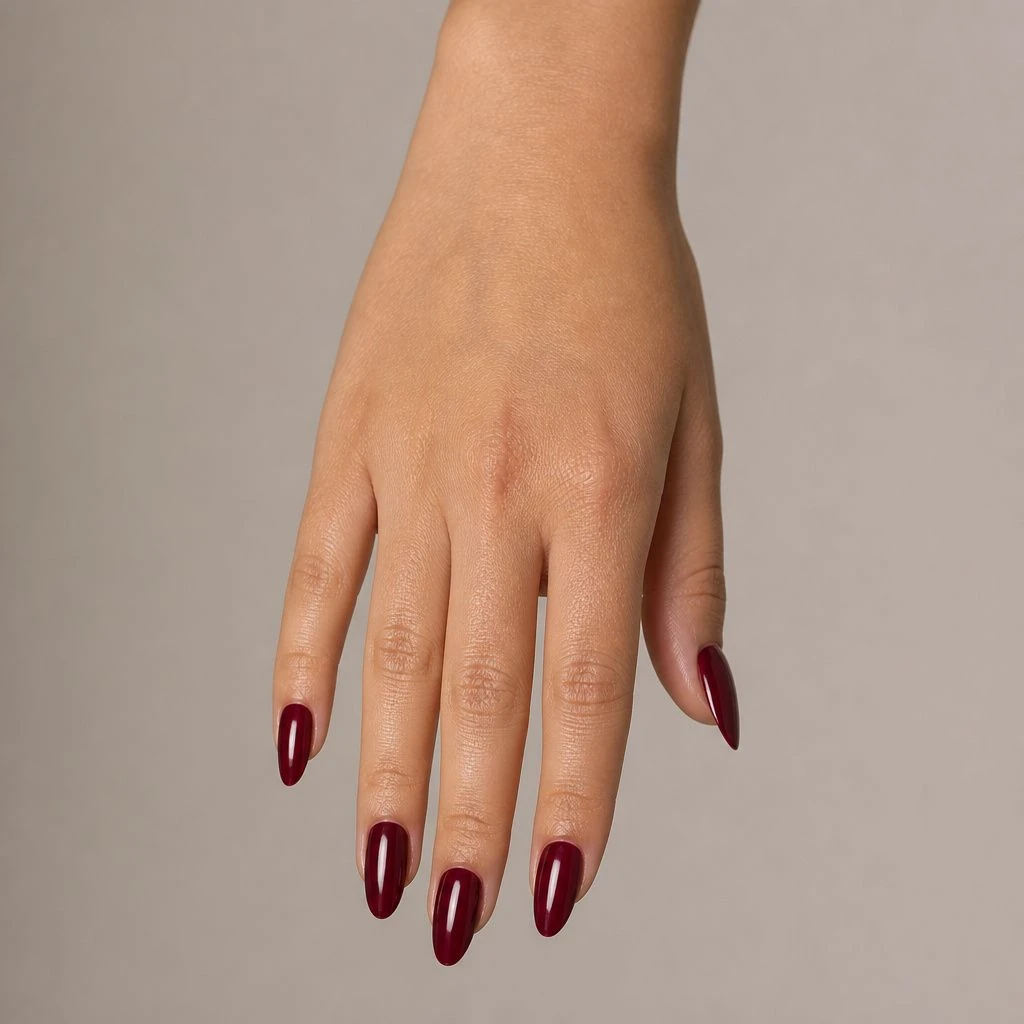 Fall chrome nails - burgundy wine chrome