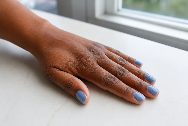 Soft Blue Silver Sparkle blue Christmas nails