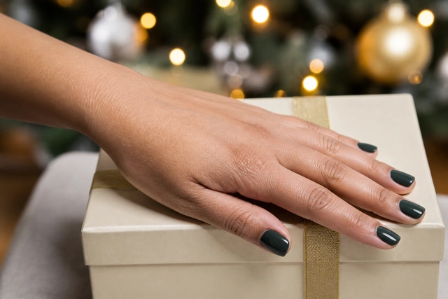 Evergreen Green easy Christmas nail design
