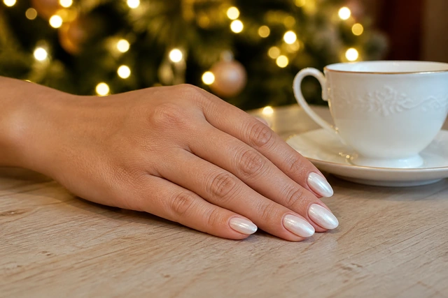 Classic Winter White white Christmas nails
