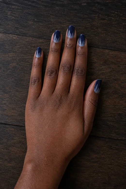 Navy Forest Tips Christmas nail art