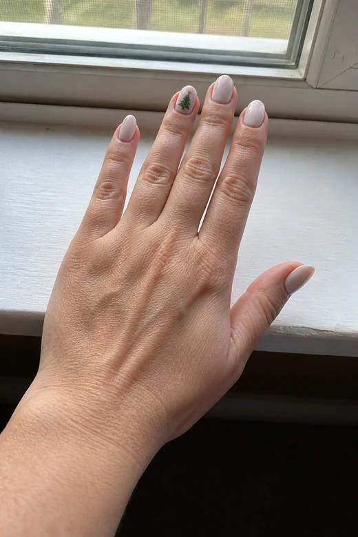 Snowy White Tree Christmas nail art