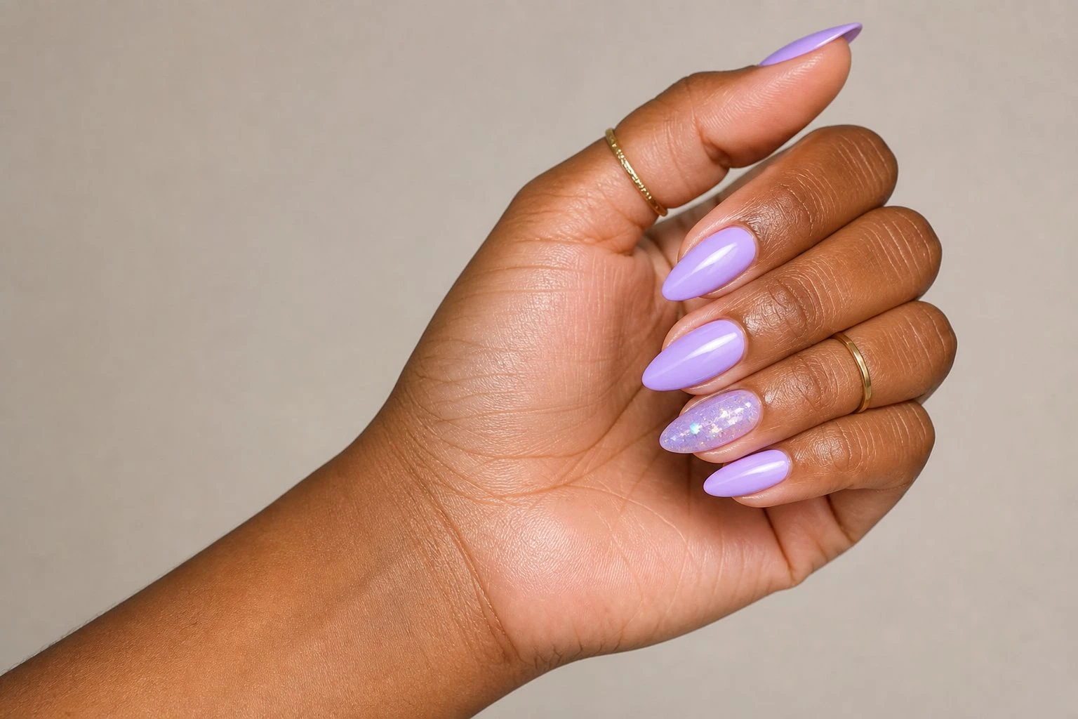 Lavender Star Shimmer cute Christmas nails