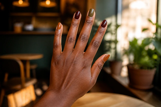 01 trending fall inspo fall nail inspo on a woman’s full hand.
