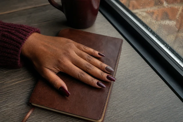 04 moody fall inspo fall nail inspo on a woman’s full hand.