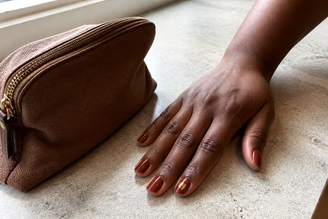 09 short accent fall nail inspo on a woman’s full hand.