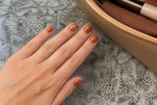 25 accent nail fall nail inspo on a woman’s full hand.