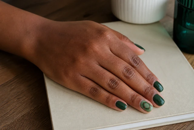 Green Wreath Accent green Christmas nails