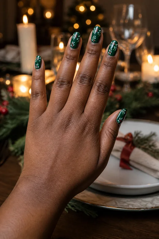 Full Mistletoe Statement nail design