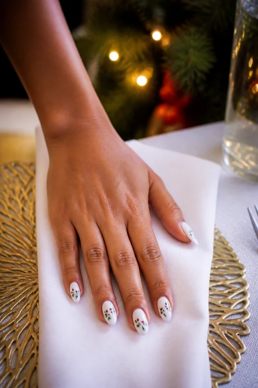 White With Tiny Berries nail design