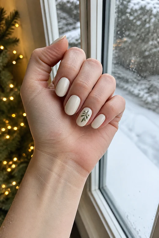 White Mistletoe Sprig nail design