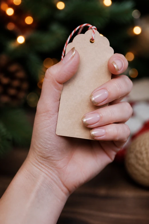 Gold Glitter French Christmas nails