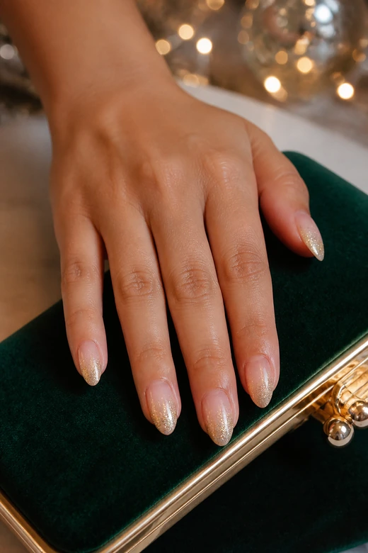 Gold Glitter Ombré Christmas nails