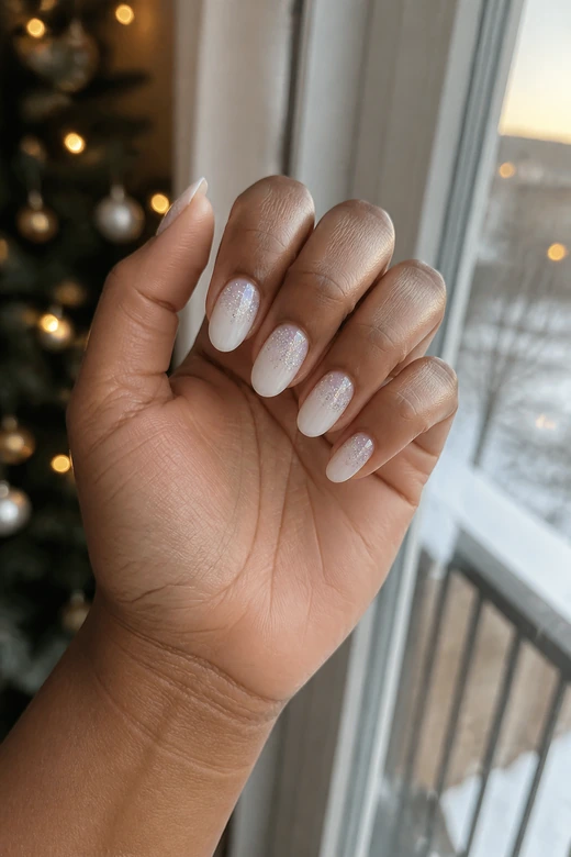 Silver Glitter Fade Christmas nails