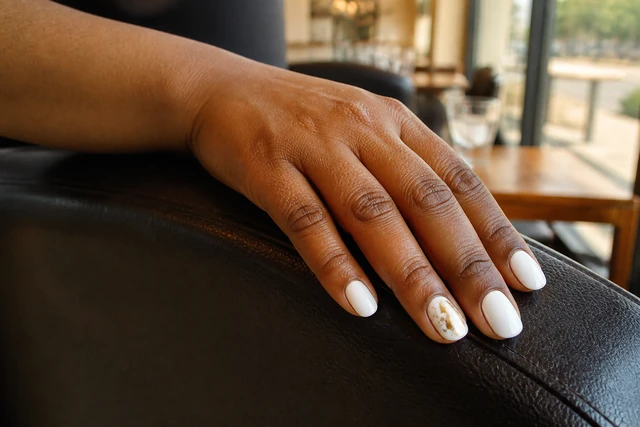 White With Gold Foil white Christmas nails
