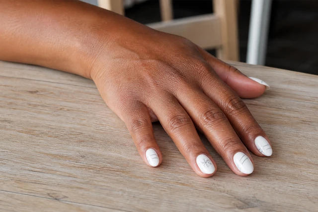 Silver Snowflake Accent white Christmas nails