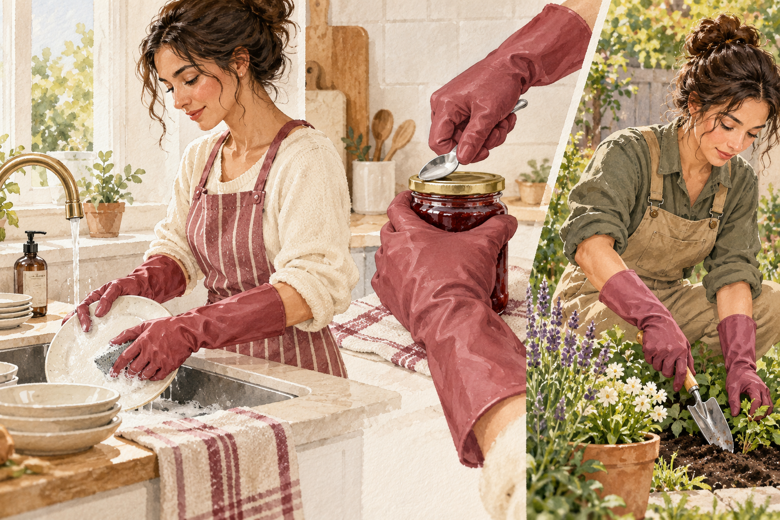 Full household gloves protect hands during chores and everyday tool use.