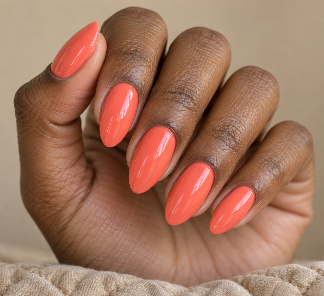 Coral vacation nails