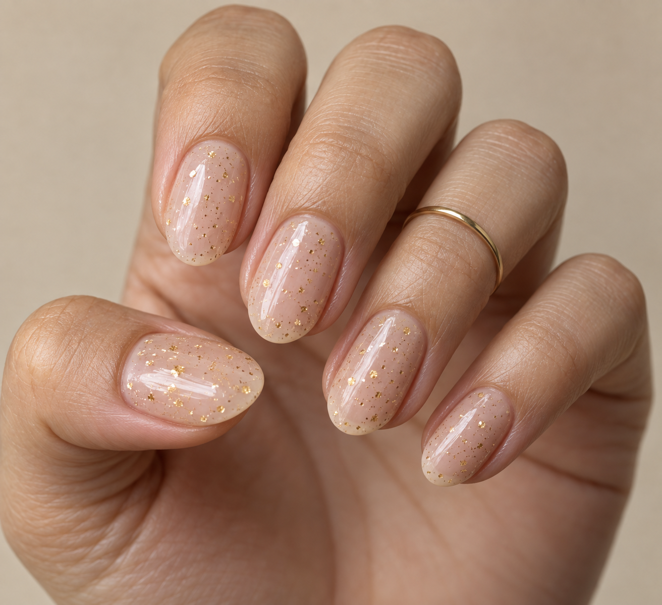 Gold fleck manicure
