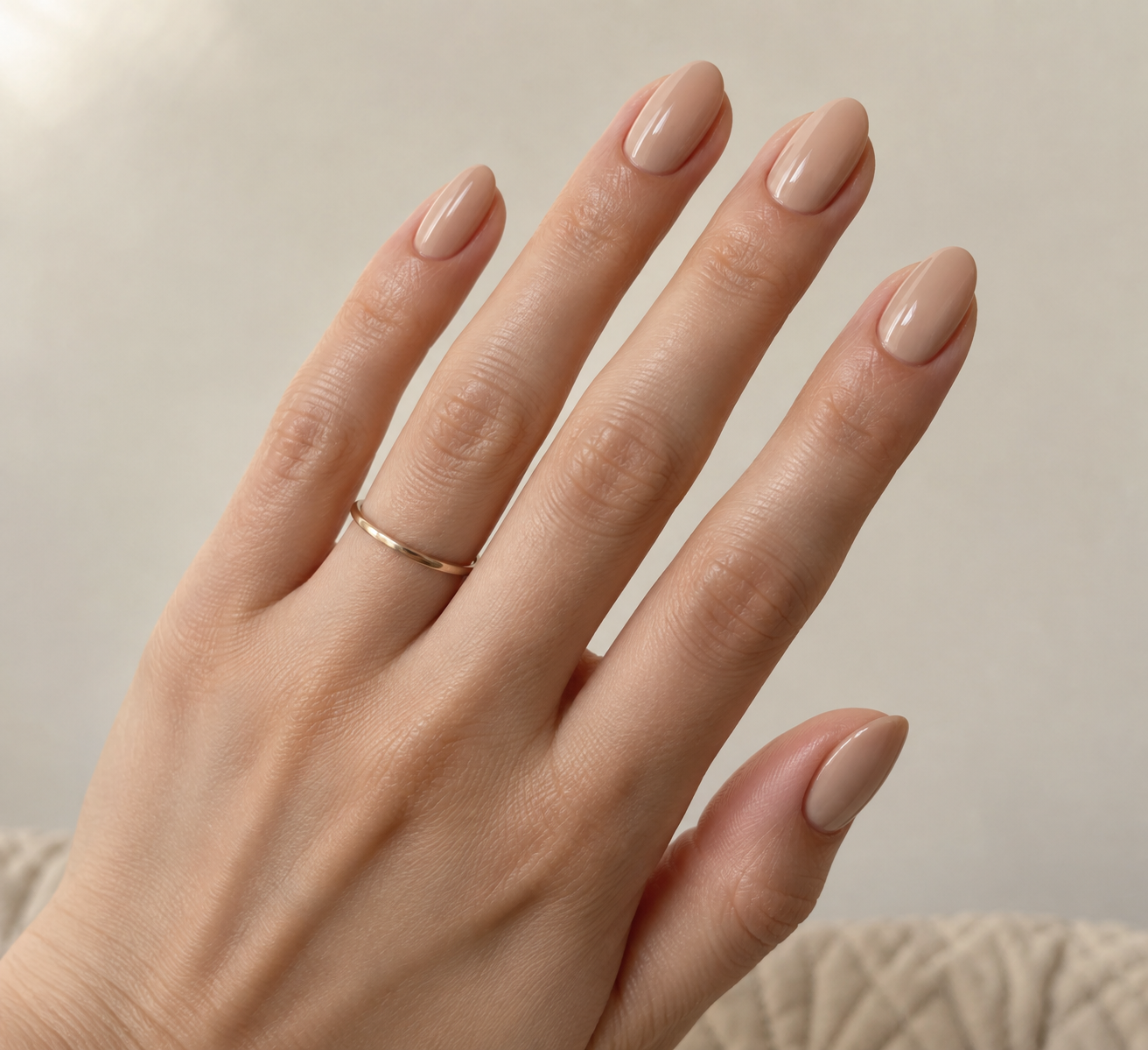 Matching nude bridesmaid nails